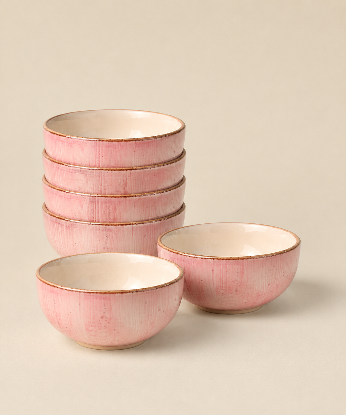 Blush Pink Ceramic Veg Bowls (set of 6)
