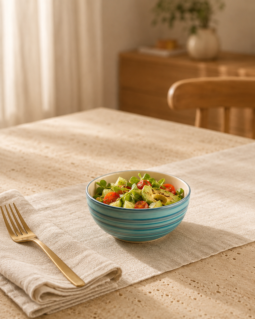 Handcrafted Turquoise Ceramic Veg Bowls (Set of 6)