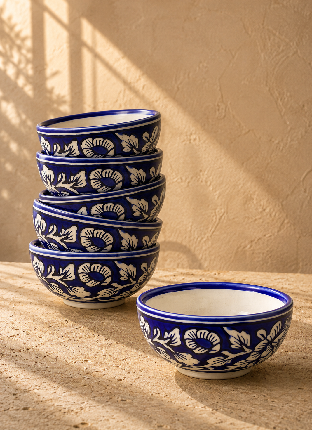 Jaipur Neel Ceramic Veg Bowl (Set of 6 bowls)